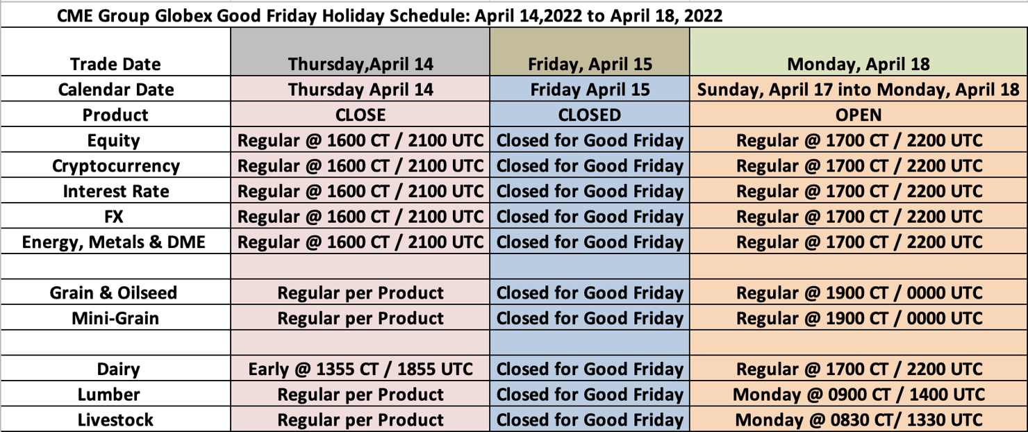 Good Friday Holiday Trading Schedule 2022 Good Friday Holiday Trading Schedule 2022